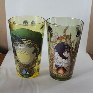 Lot of 2 Glasses Studio Ghibli Totoro & Howl's Moving Castle